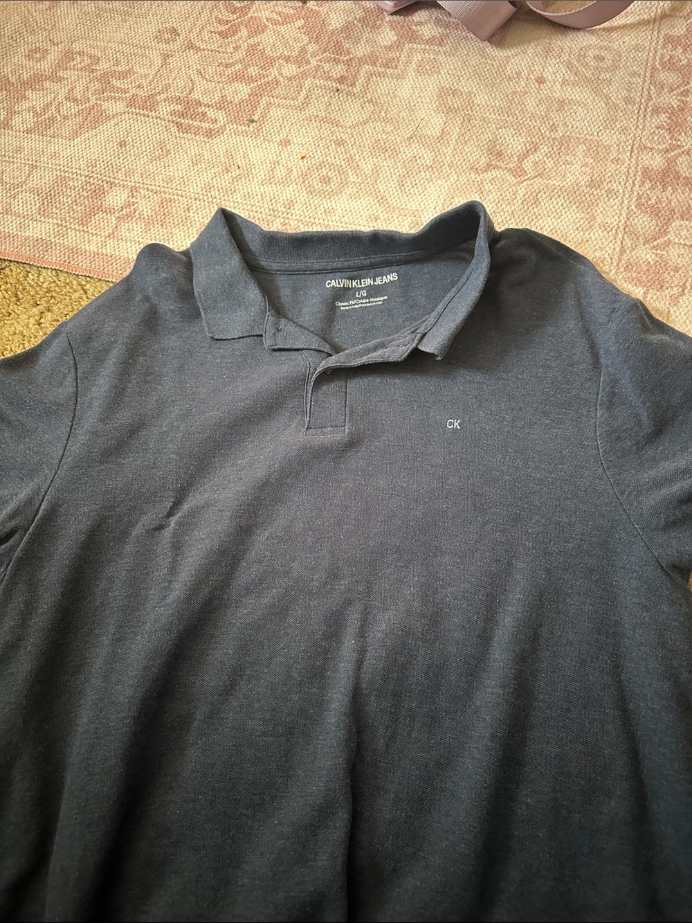 Calvin Klein Jeans Men's Dark Gray Polo with Subtle CK Logo